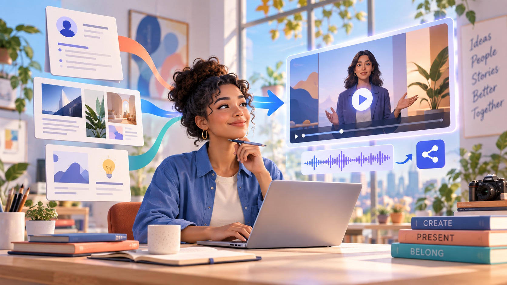 Professional transforming a resume, portfolio, and pitch deck into an AI-assisted video story