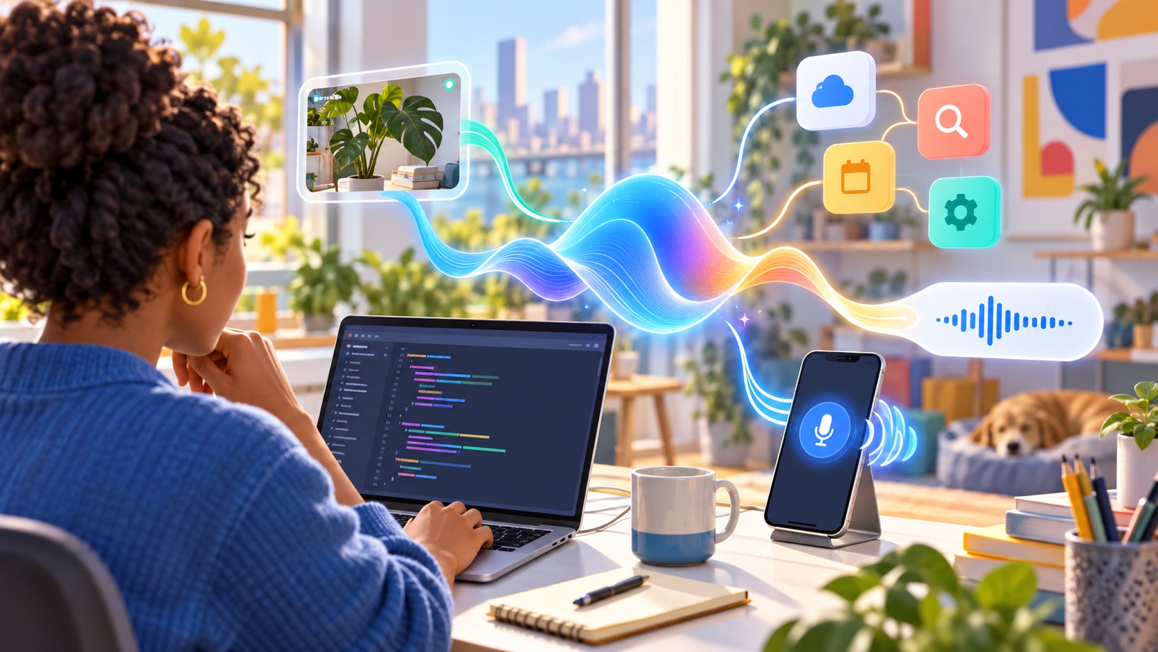 Developer building a Gemini 3.8 Live voice agent with audio, visual context, and asynchronous tools
