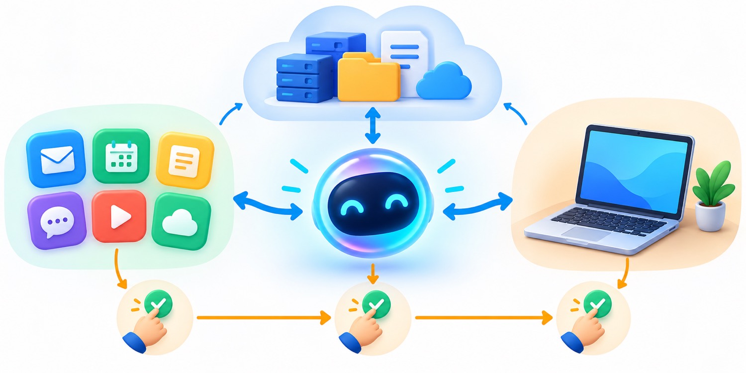 OpenAI Dots workflow connecting a cloud computer, approved apps, an optional local laptop, and human approval checkpoints
