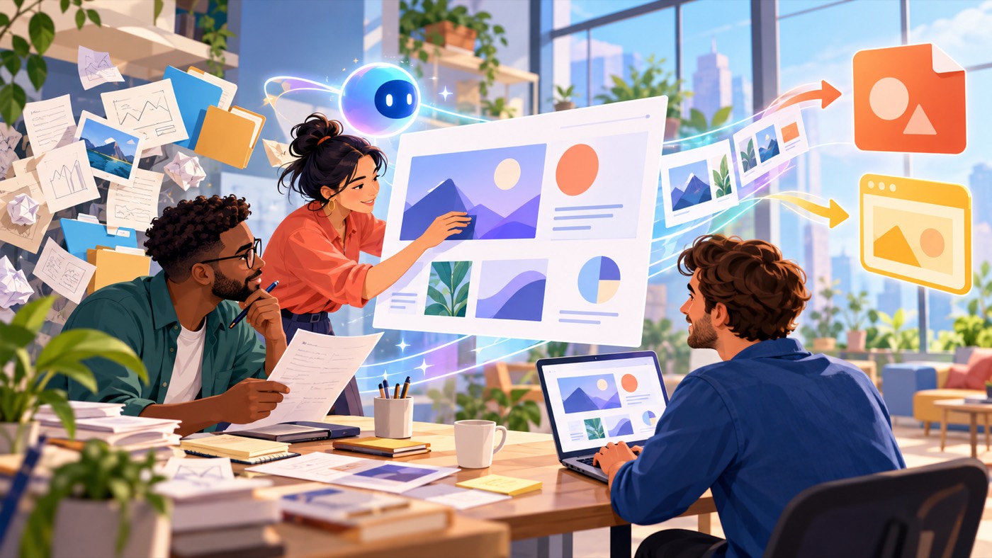 Team turning source notes into an editable collaborative presentation and checking exported slide formats