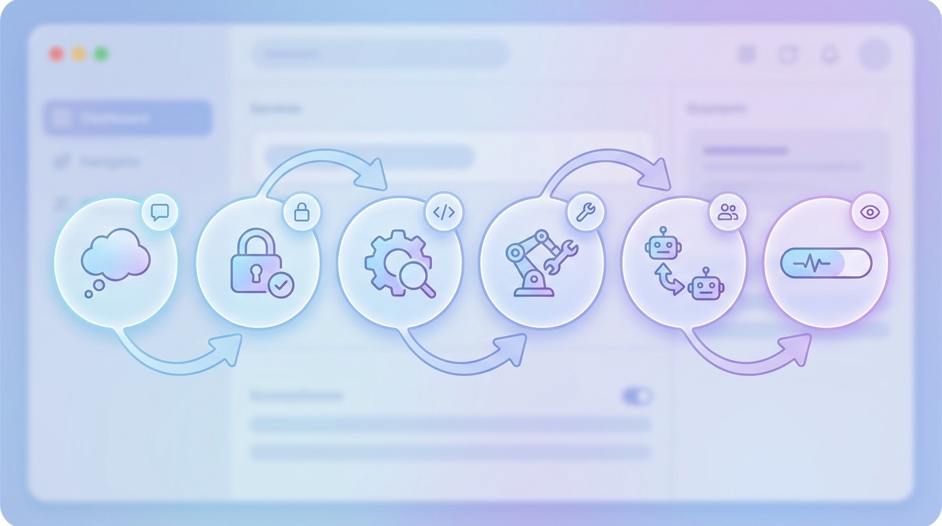 Beginner-friendly flow diagram showing Claude Code prompt, permission request, hook checks, tool execution, subagent delegation, and statusline monitoring
