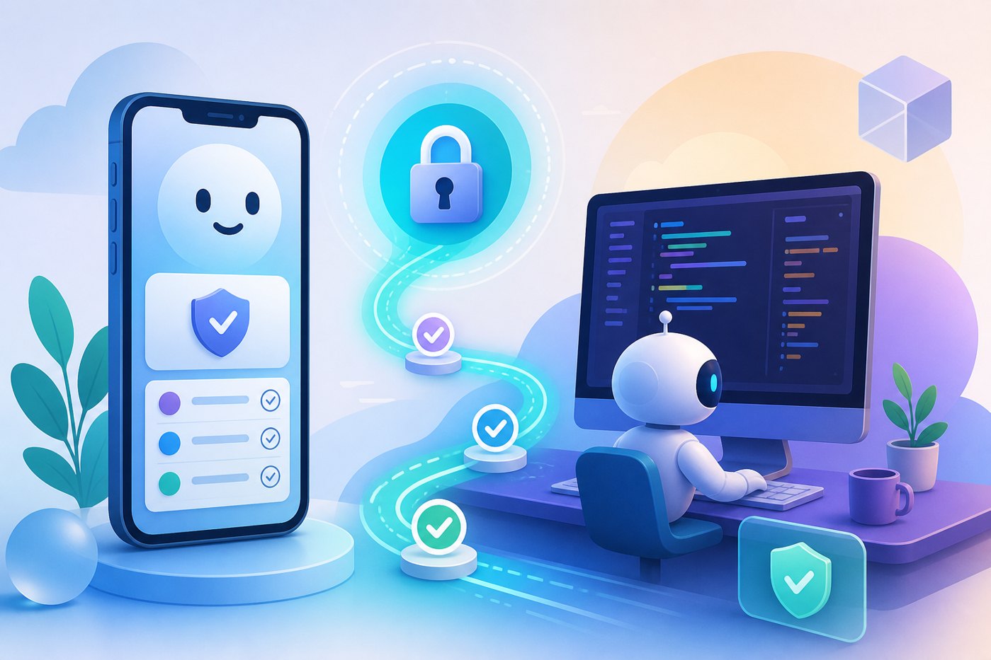 Illustration of mobile supervision and secure checkpoints for a long-running Codex coding agent