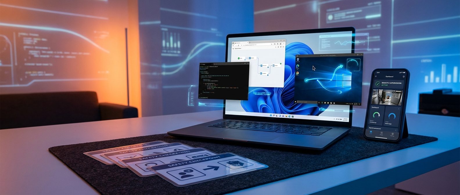 Codex Computer Use on Windows showing a supervised AI agent controlling desktop apps from a safe command center