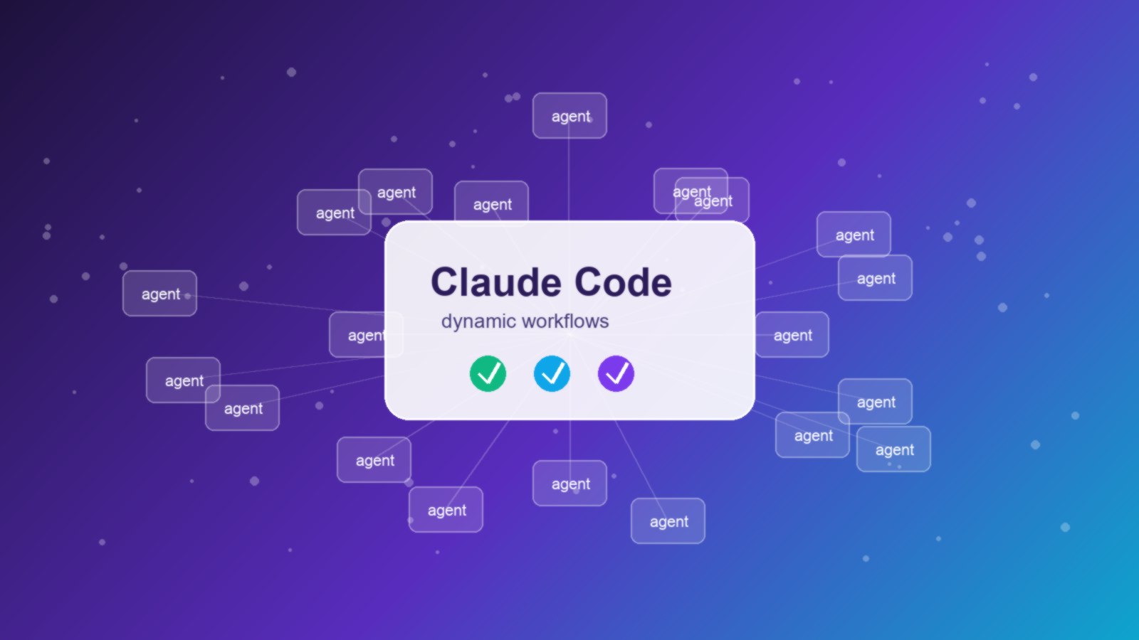 Claude Code dynamic workflows shown as a command center coordinating many AI coding agents across a software repository