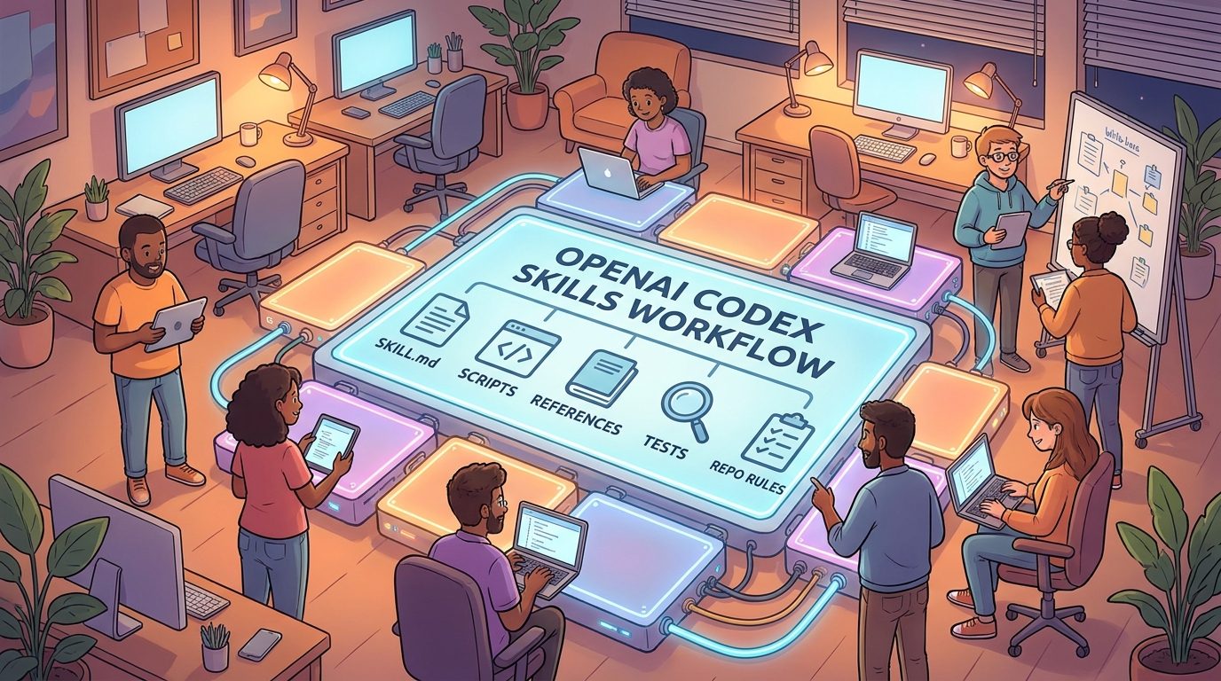 Cartoon developers building OpenAI Codex Skills as reusable workflow blocks for SKILL.md, scripts, references, and tests