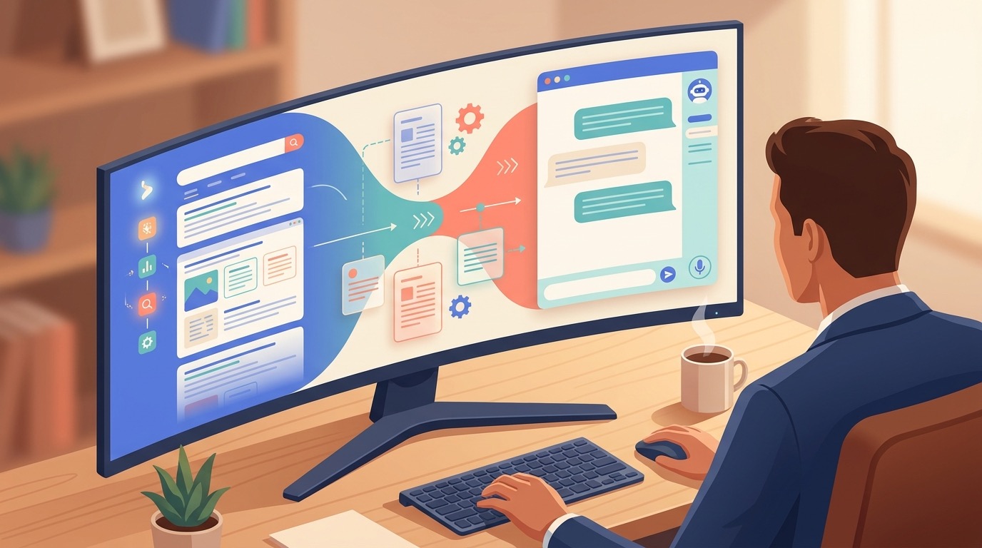 Microsoft 365 Copilot Search results with a Chat side pane for source-aware work research