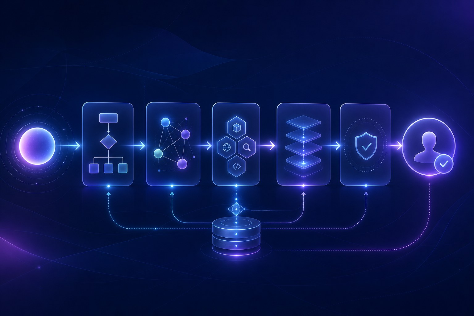 AI agent workflow loop showing goal, planning, tool use, memory, verification, and human approval