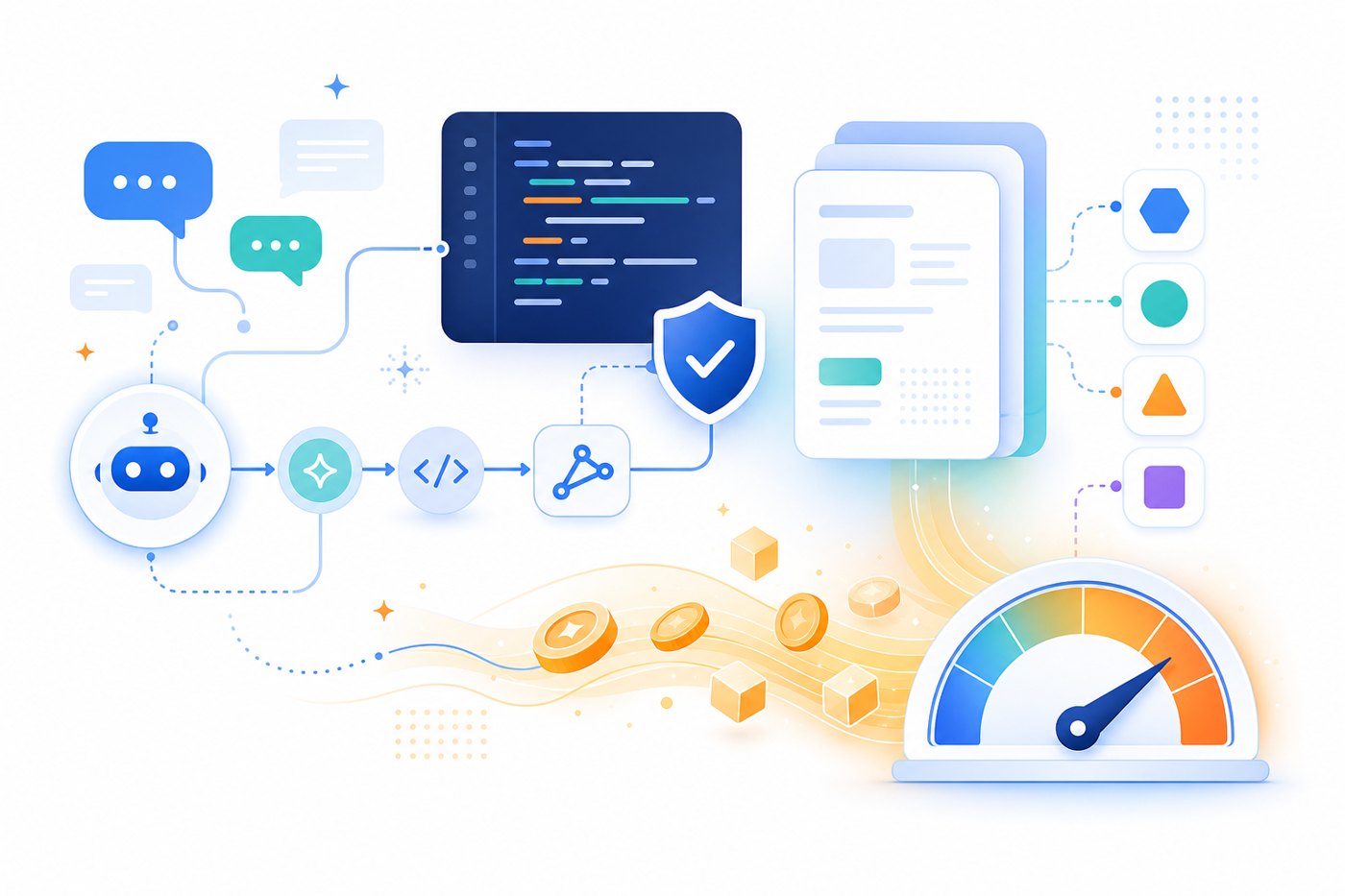 Abstract explanation of Copilot workflows that may consume AI Credits, including chat, coding agents, code review, context, and model choice