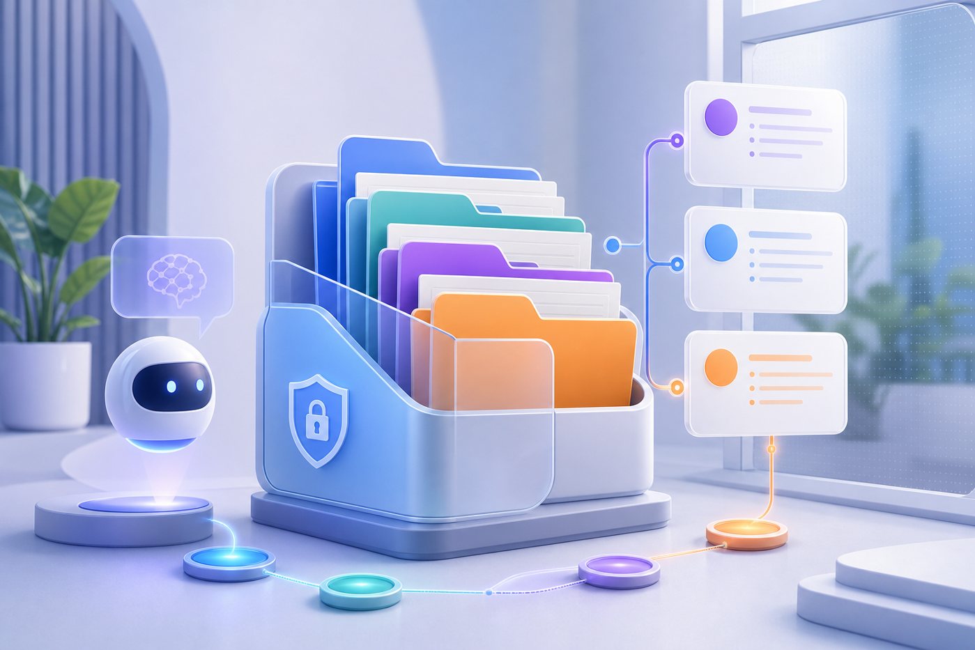 Abstract illustration of Claude Managed Agents memory stores and audit-ready workspace folders