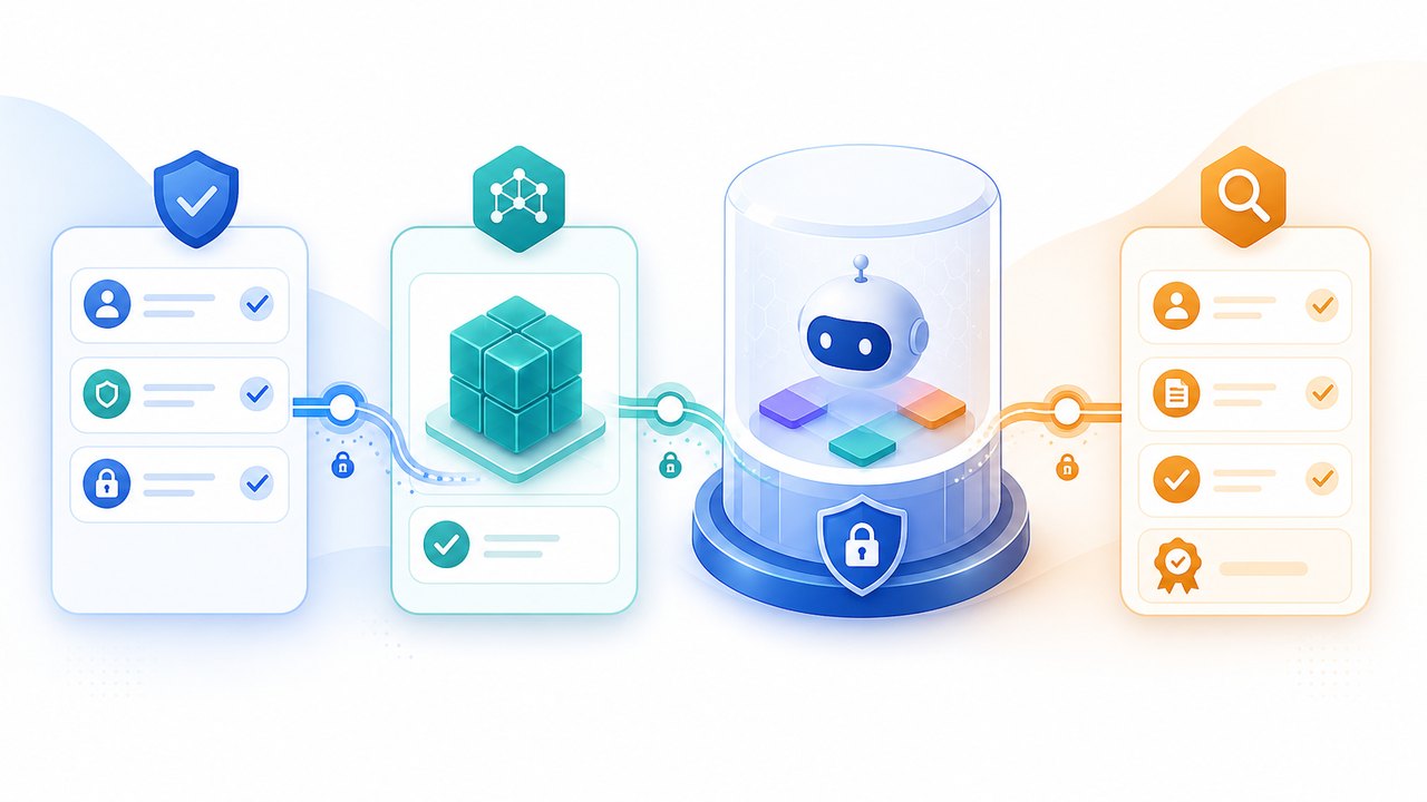 Abstract workflow checklist for rolling out a secure AI agent sandbox