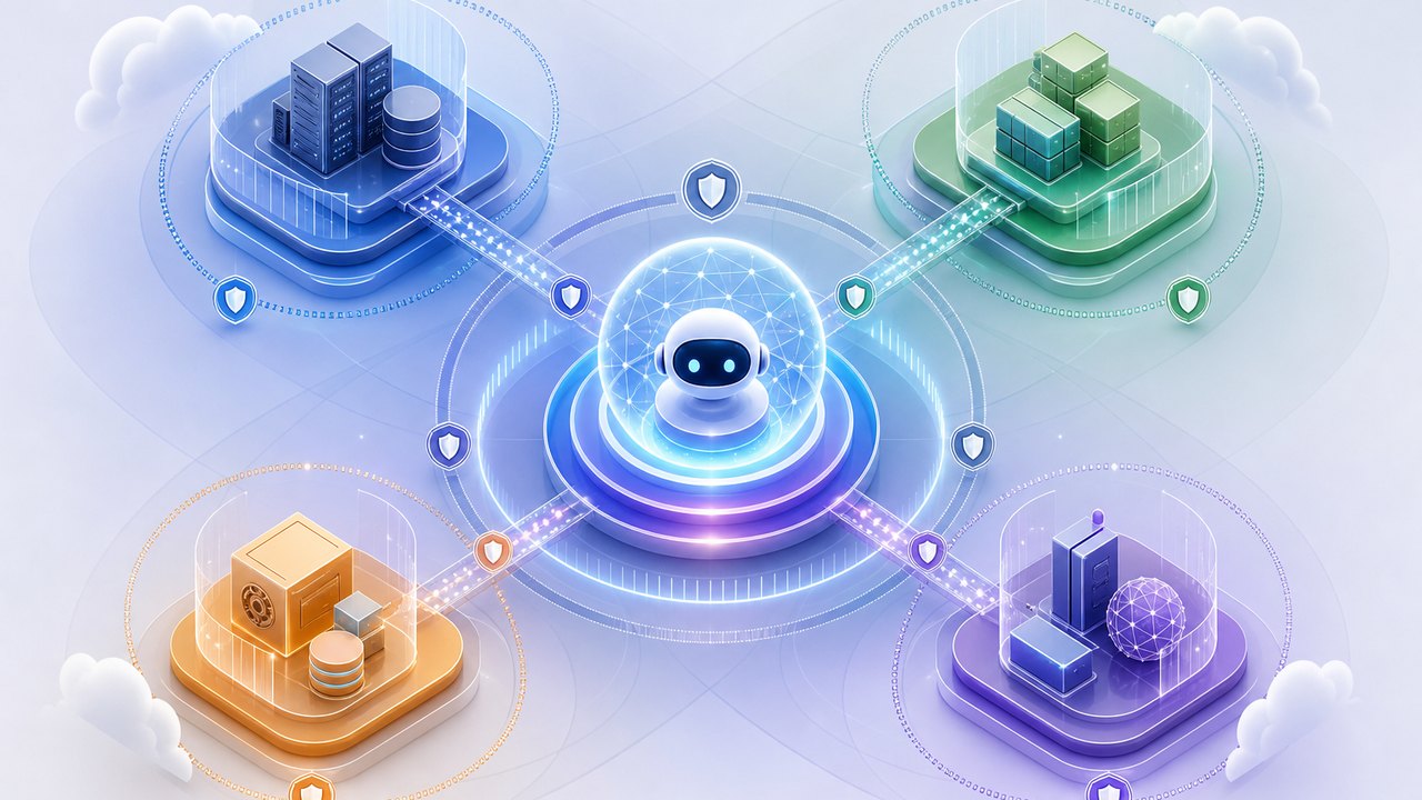 Abstract comparison of sandbox provider options connected to an AI agent hub