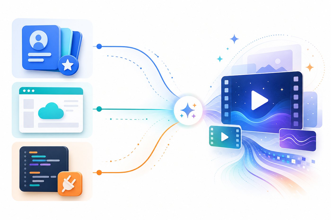 Abstract comparison of Google Flow, subscription, and developer API access paths for Veo 3