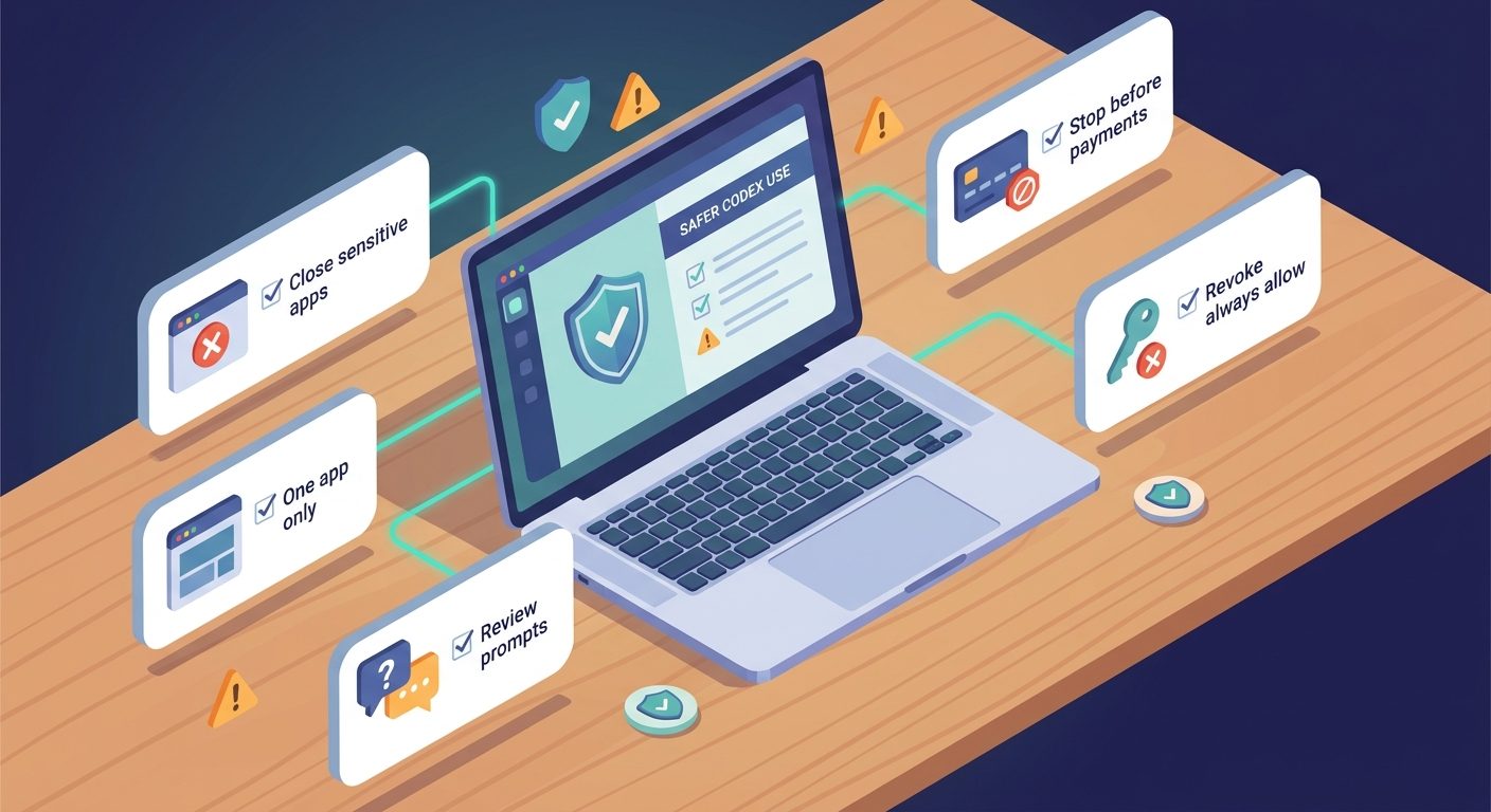 Safety checklist for OpenAI Codex Computer Use permissions and sensitive app boundaries