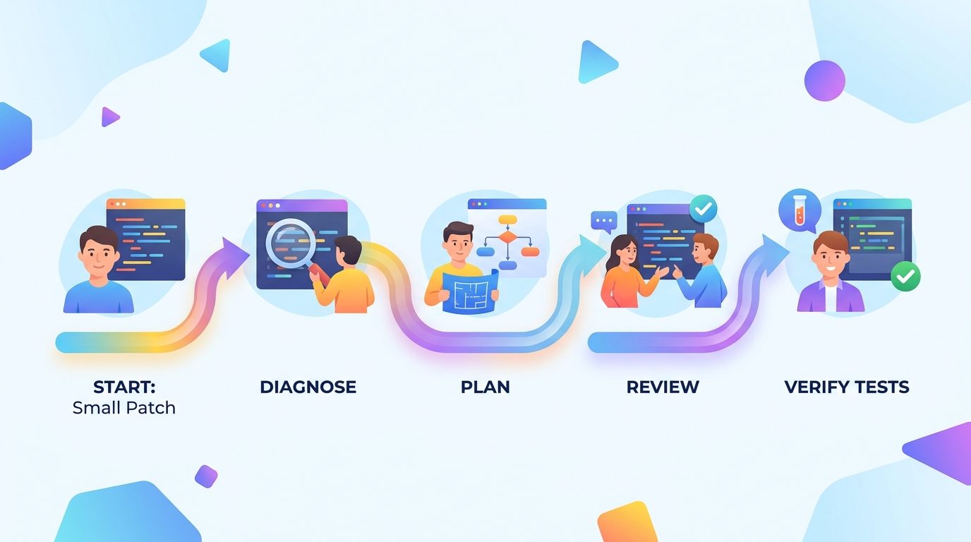 SaaS-style workflow diagram showing how to escalate Claude Opus 5 effort from small patches to high-effort planning and review
