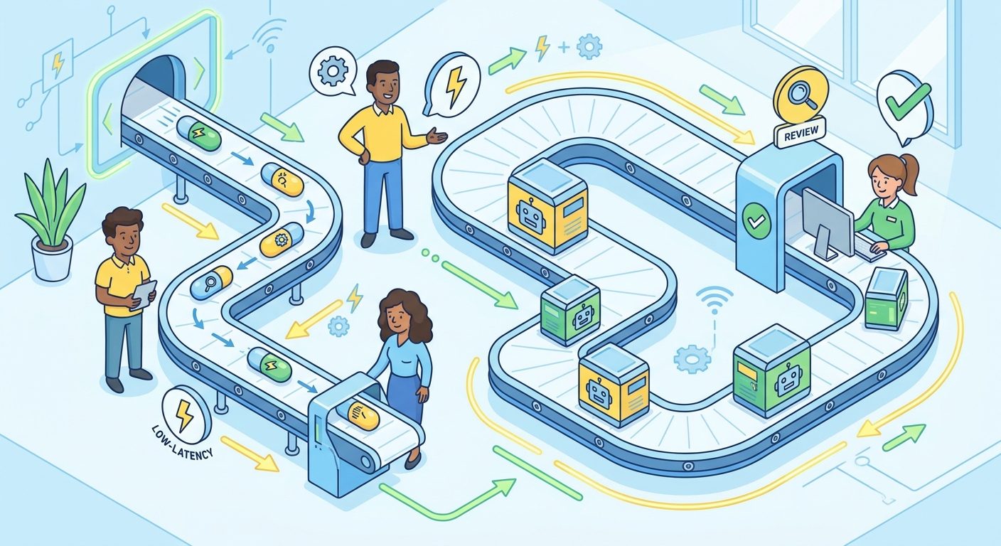 Startup team controlling Gemini Flash model costs with workflow routing, review checkpoints, and lightweight automation paths