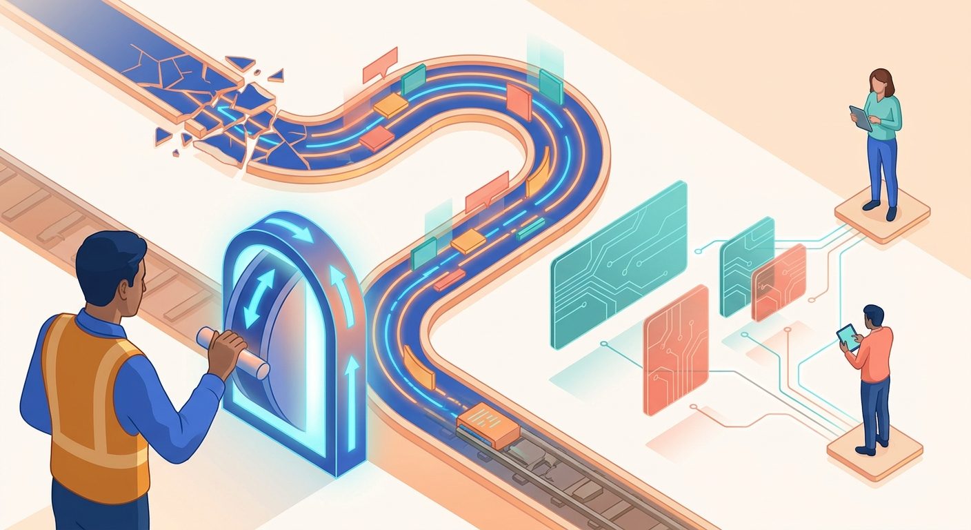 Engineer safely routing an AI workflow back to a stable version with visible evidence and review controls
