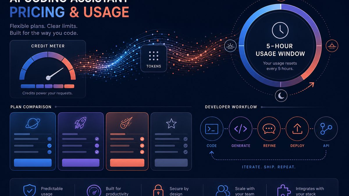 OpenAI Codex pricing and usage limits illustration with credit meter and five-hour usage window