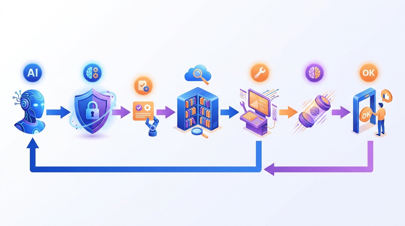 Illustrated context engineering pipeline showing instructions, task state, retrieval, tools, memory, and human approval