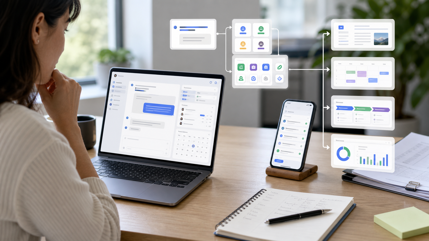 Copilot Cowork workflow moving from a chat request to delegated Microsoft 365 work tasks