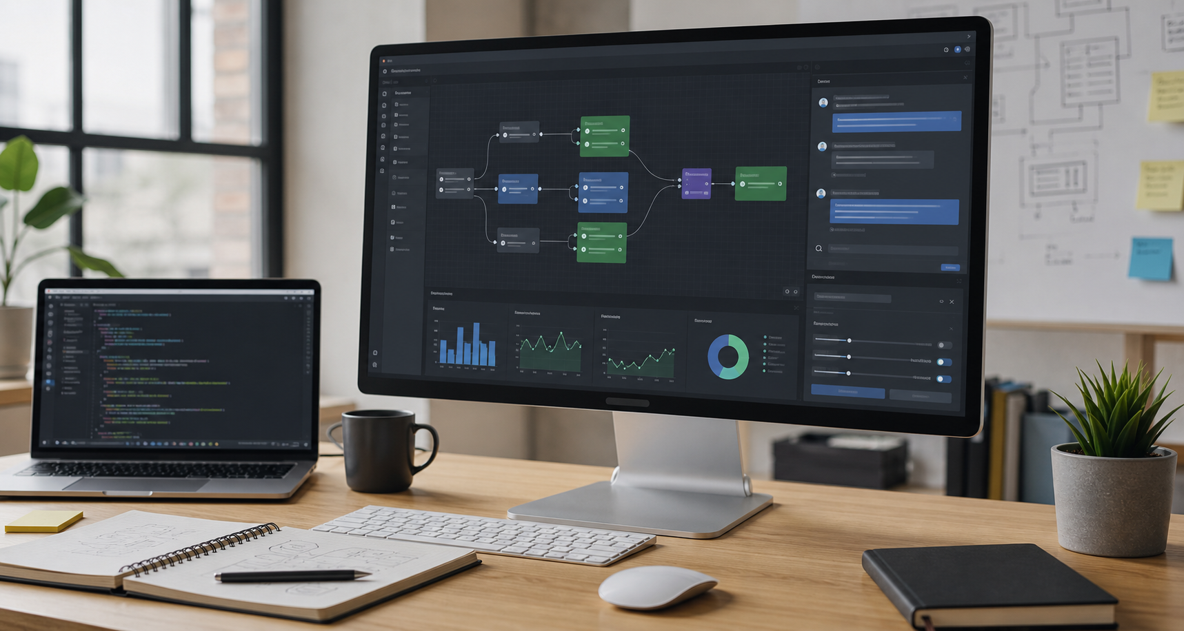 OpenAI AgentKit workflow canvas shown on a modern developer workspace screen